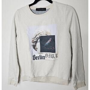 RARE Marcell Von Berlin Tan Berlin Graphic Long Sleeve Crew Neck Sweater Medium